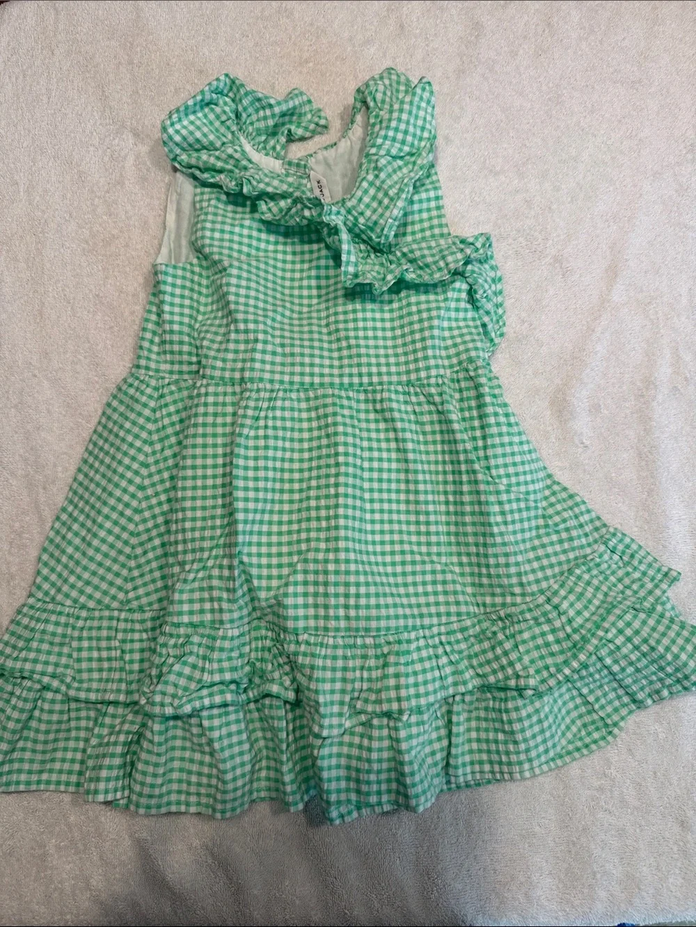 Janie and Jack Girls Green Gingham Ruffle Dress